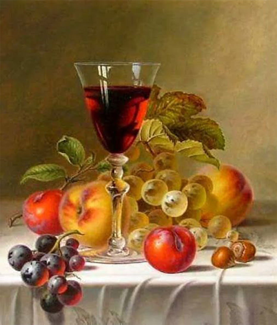 Wine Glass with some Fruits DIY Diamond Painting