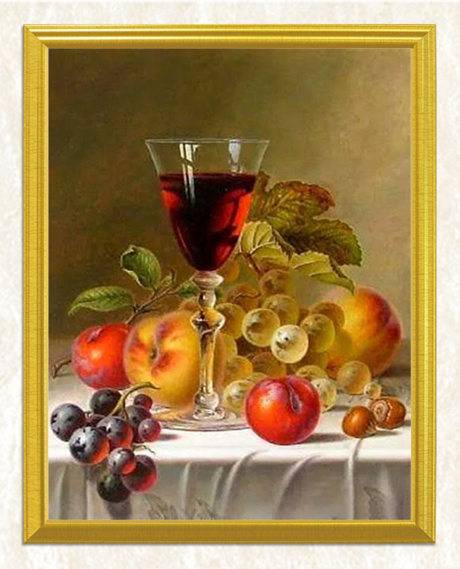 Wine Glass with some Fruits DIY Diamond Painting