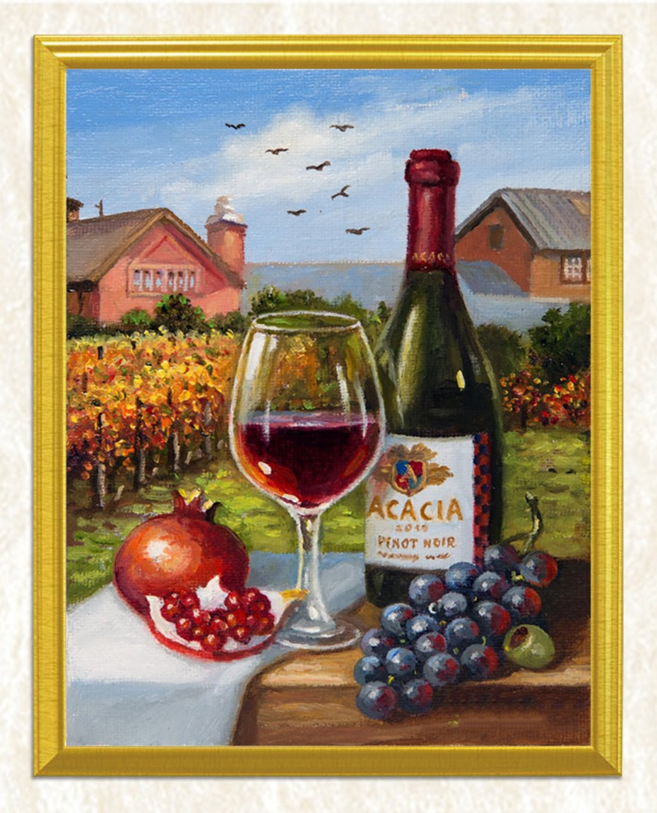 Pomegranate, Grapes & Wine Diamond Painting