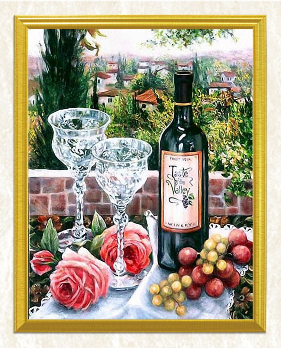 Wine, Fruits & Roses DIY Painting