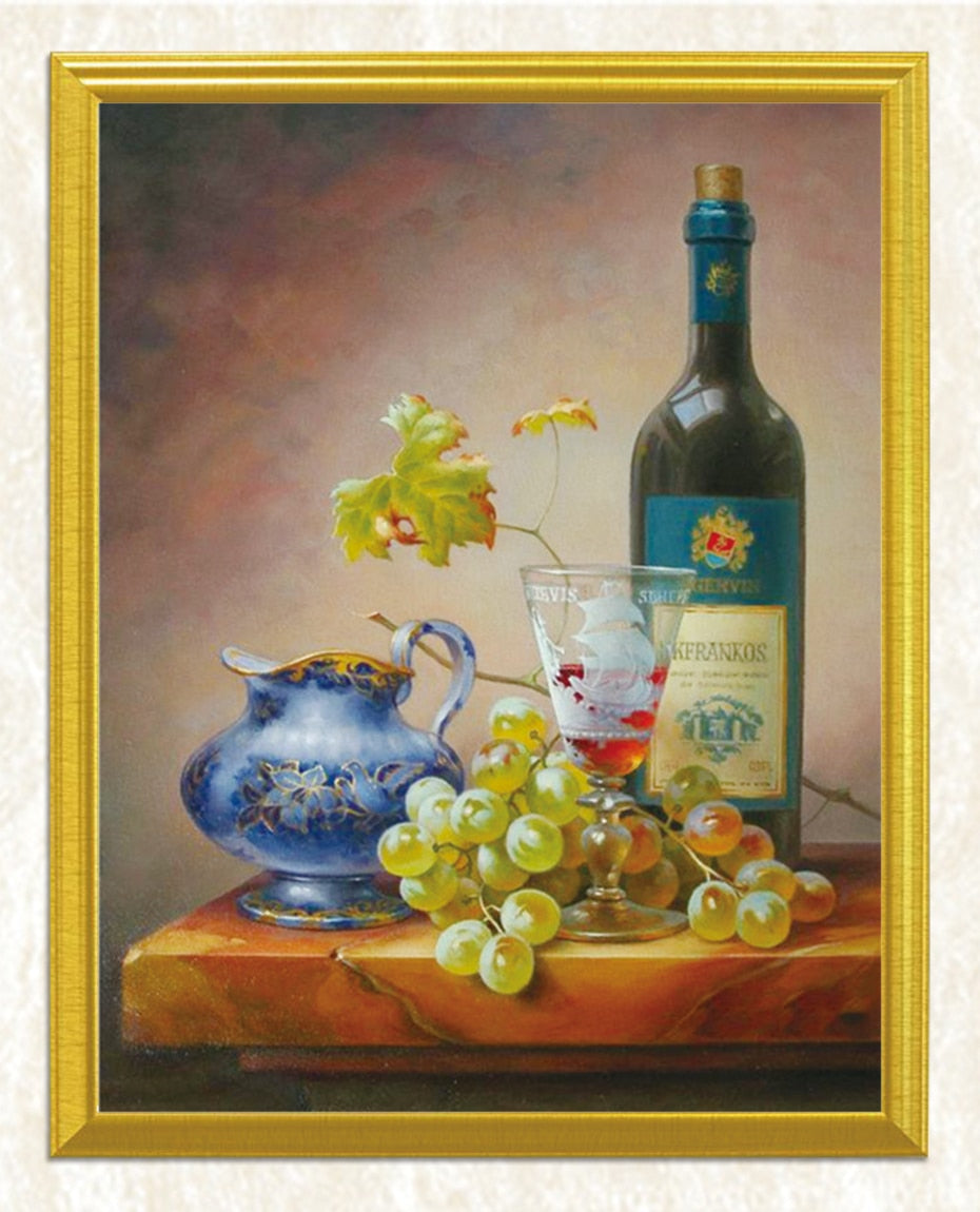 Wine & Grapes Still Life Diamond Painting