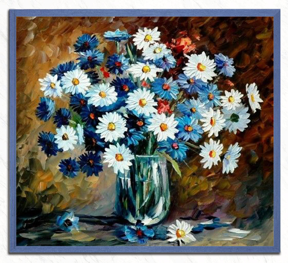 Glass Vase & Colorful Flowers