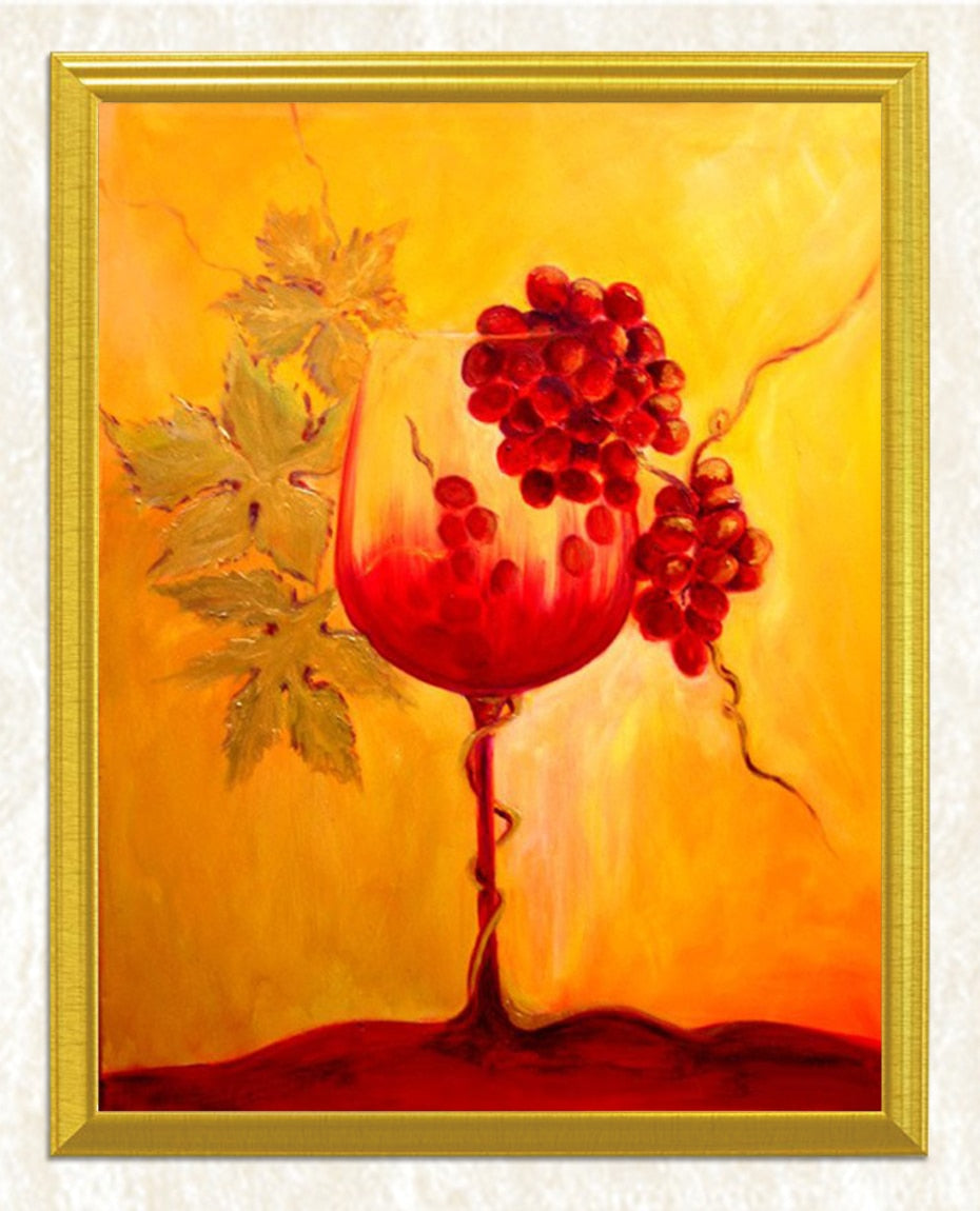 Wine Glass & Red Grapes DIY Diamond Painting