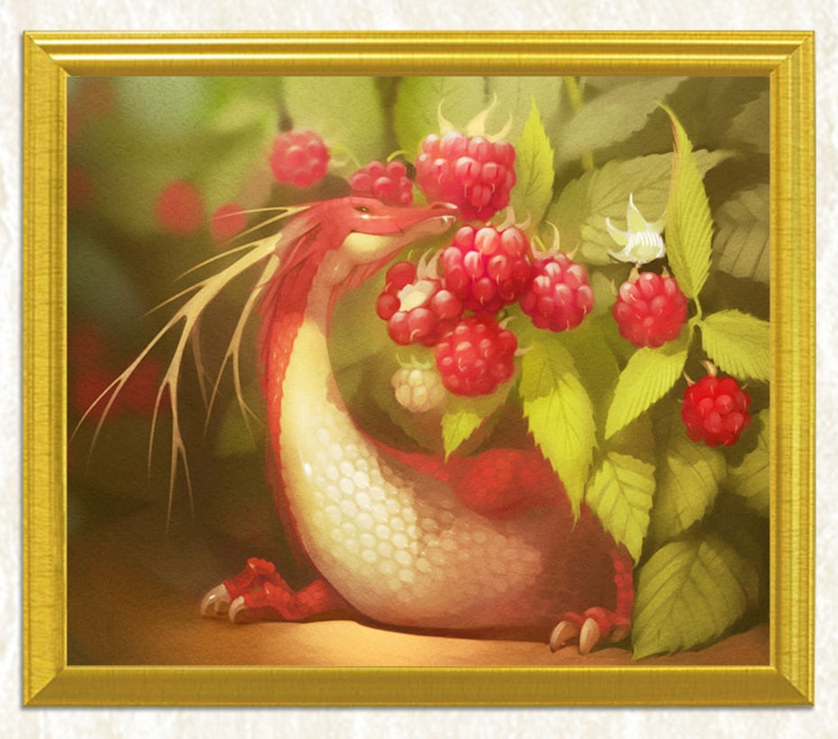 Raspberries & little Dragon Diamond Painting