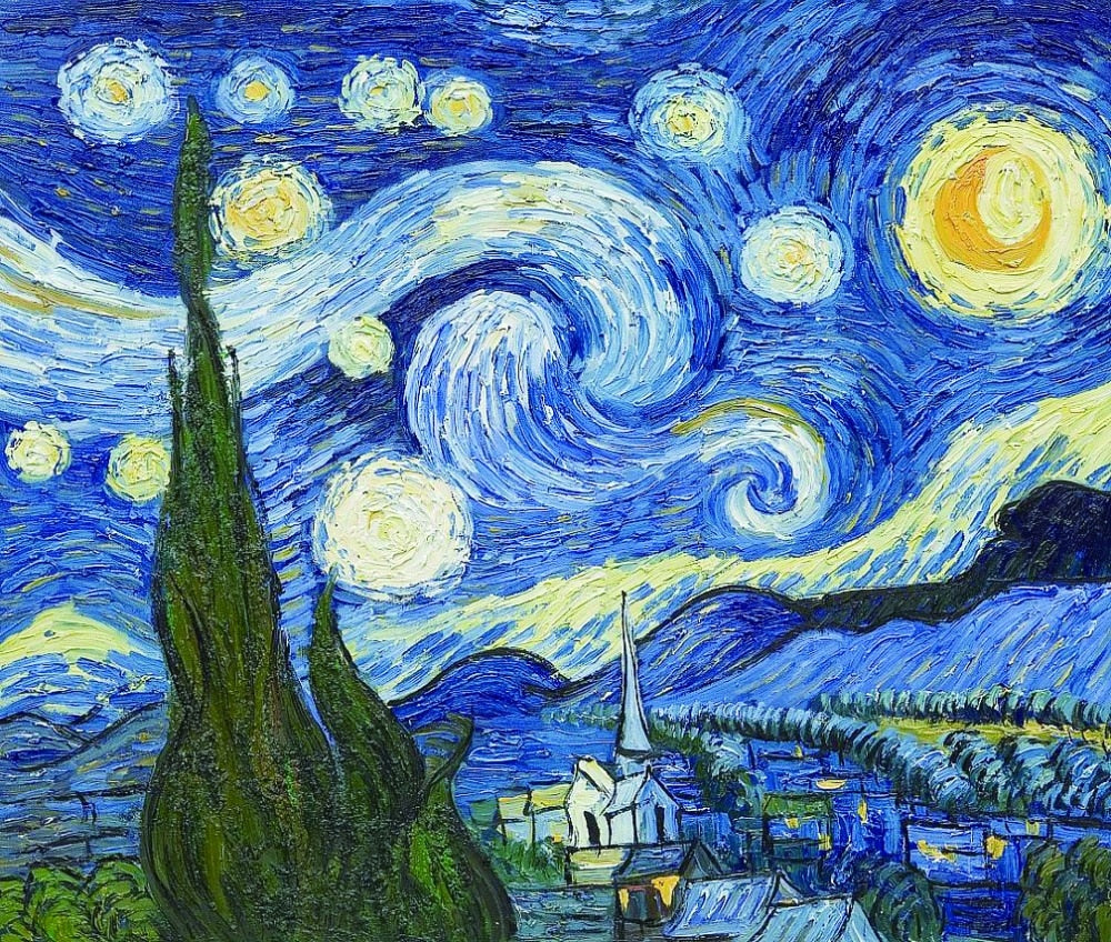Starry Night Print by Van Gogh, Shimmering Diamond Painting Wall Art