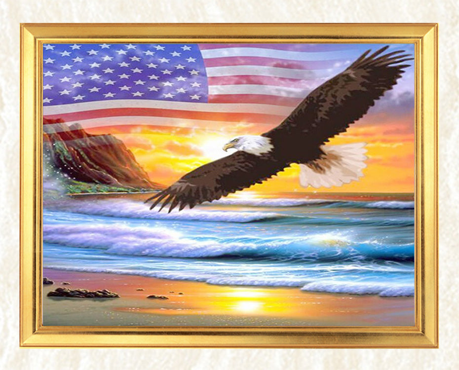 Eagle Flying on the Beach