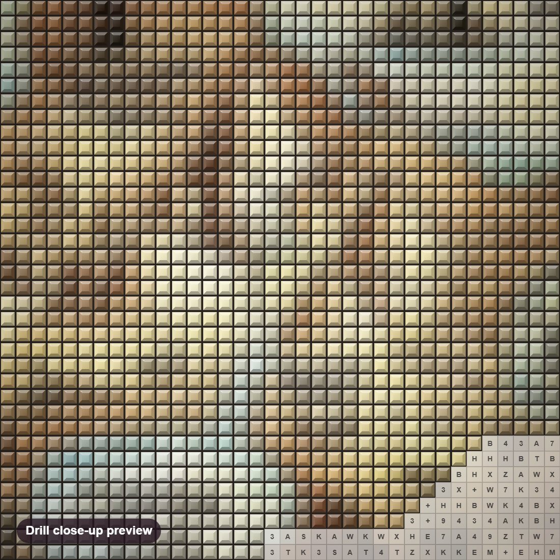 Close-up preview of the 5D DIY Vintage World Map diamond painting with square 5D drills and printed canvas symbols