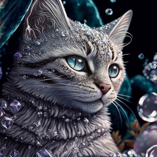 Glamorous cat in diamonds diamond painting kit by All Diamond Painting