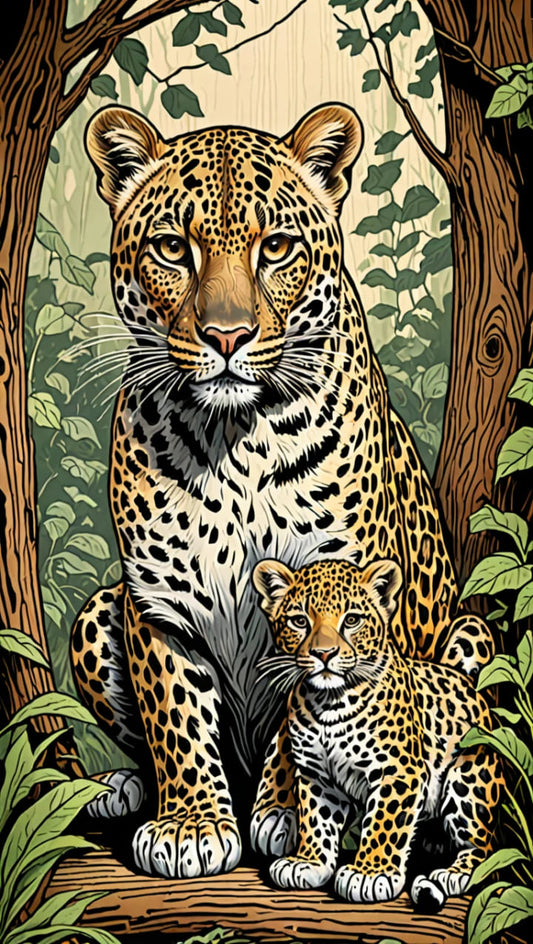 A Leopard and its Cute Cub