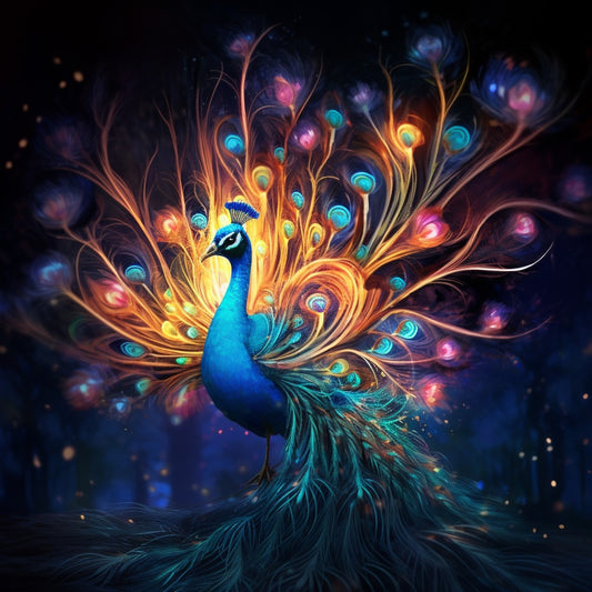 Peacock with a colorful tail diamond painting kit by All Diamond Painting