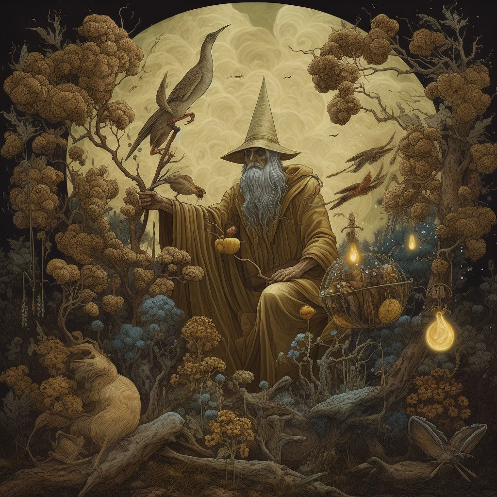 A wise figure with birds and trees diamond painting kit by All Diamond Painting