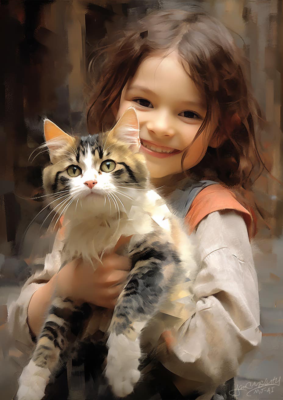 World of love in one little hug girl and cat diamond painting kit by All Diamond Painting