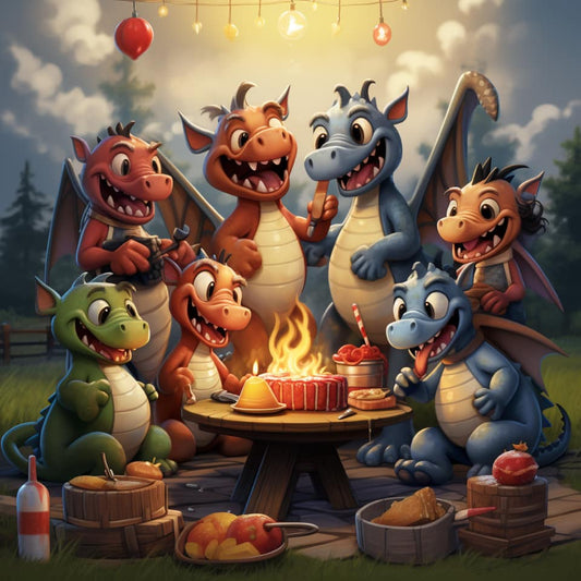 Cartoon dragon birthday party diamond painting kit by All Diamond Painting