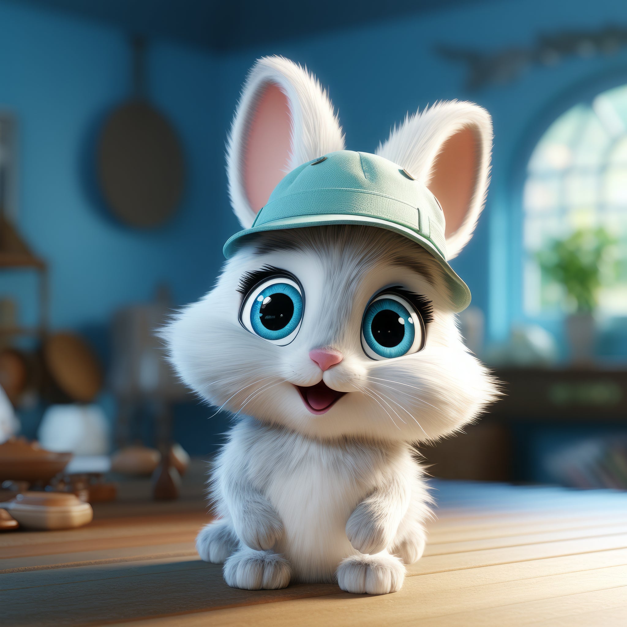 Blue-Eyed Rabbit Wearing a Hat – All Diamond Painting