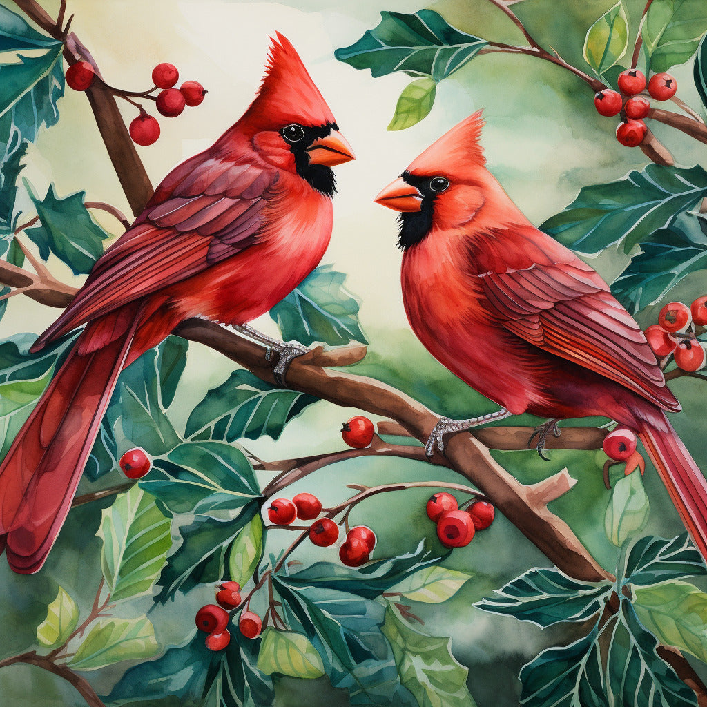 Cardinals Enjoying Berries