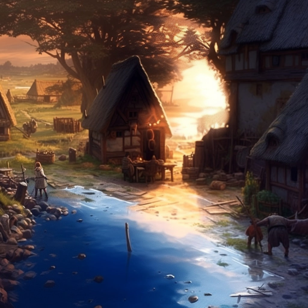 Charming village by the water diamond painting kit by All Diamond Painting