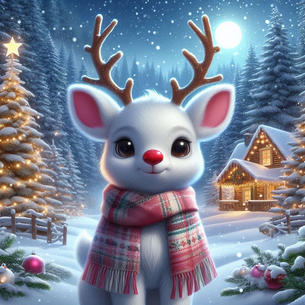 Christmas Night Cute Red nose Reindeer