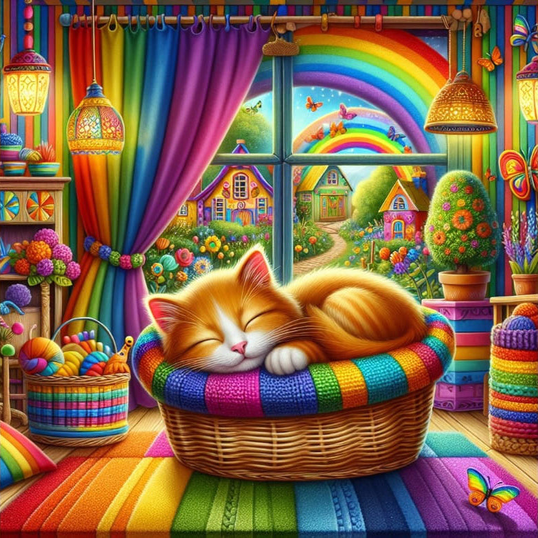 Color Splash Comfy Rainbow Cat 