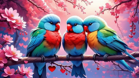 Colorful Parrots on a Branch