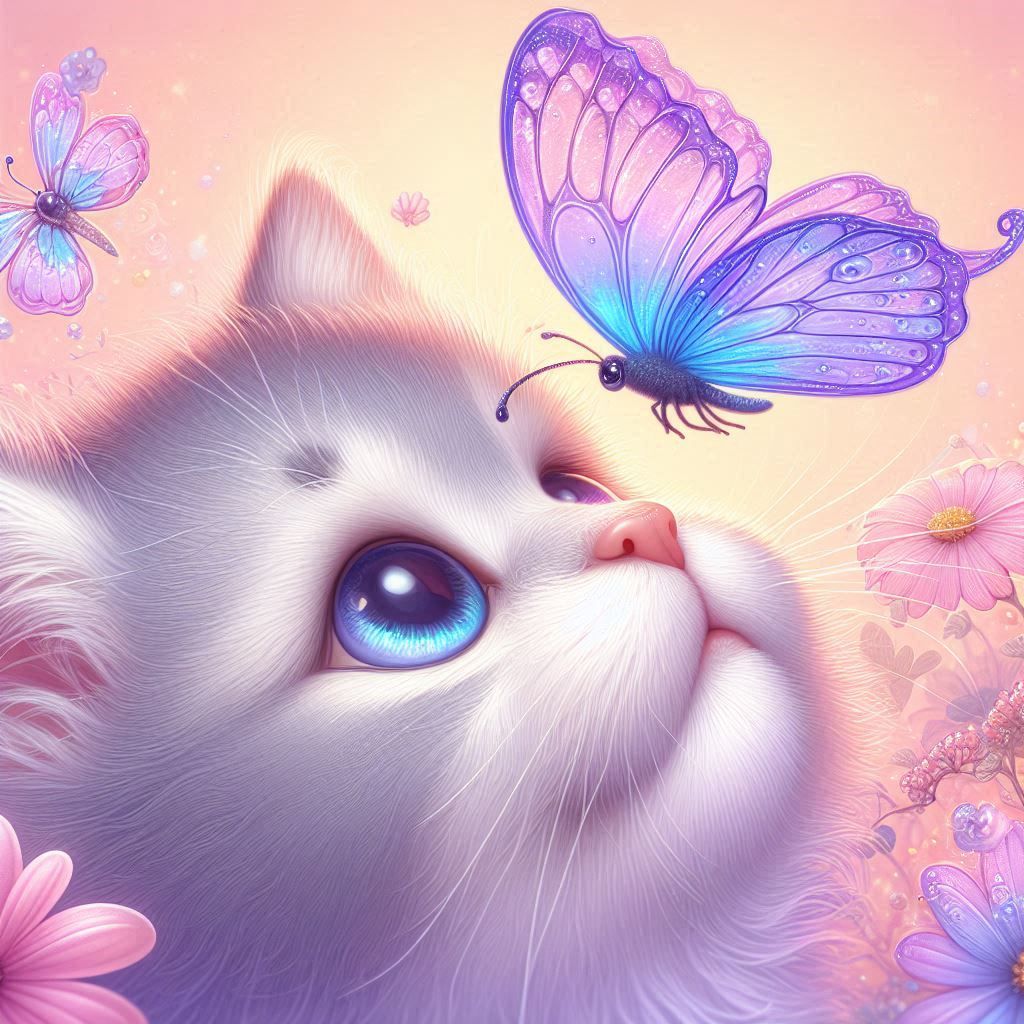 Cute Cat & Butterfly