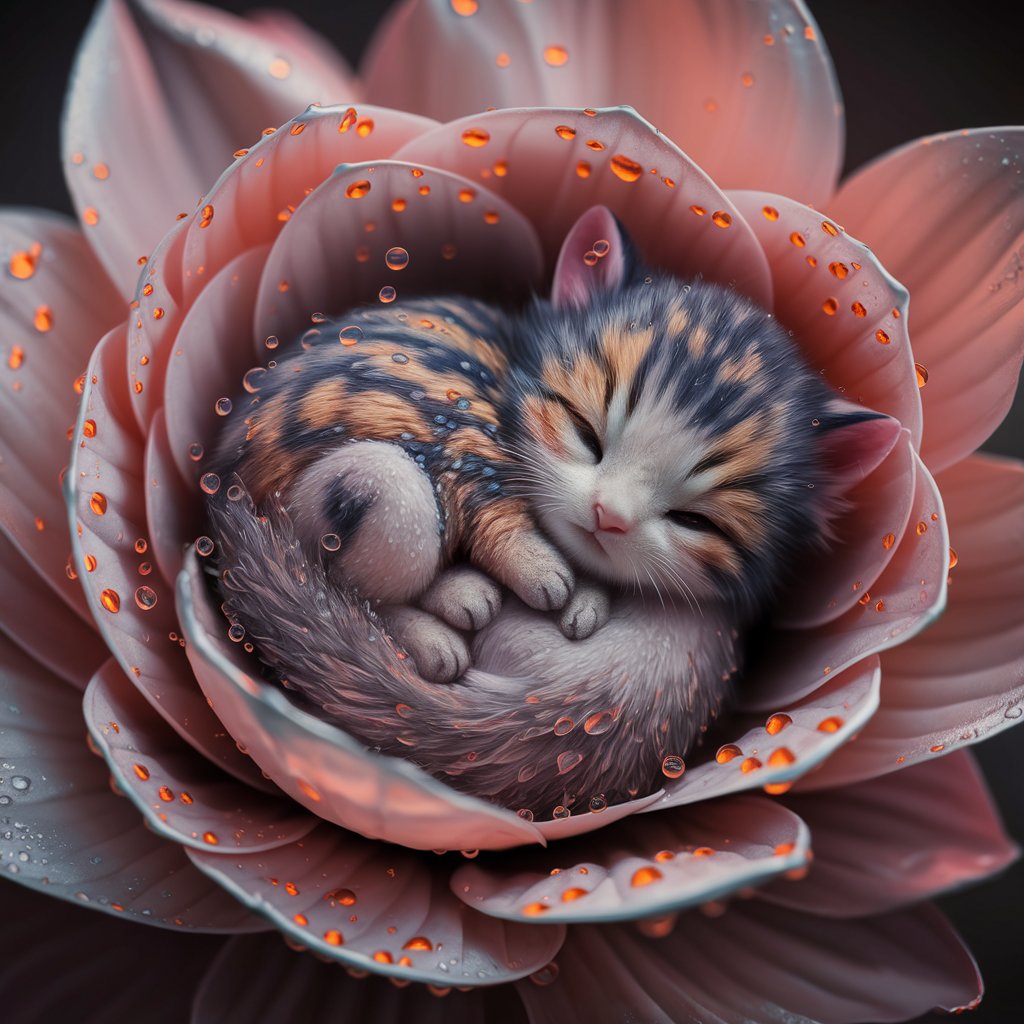 Cute Kitten in Flower