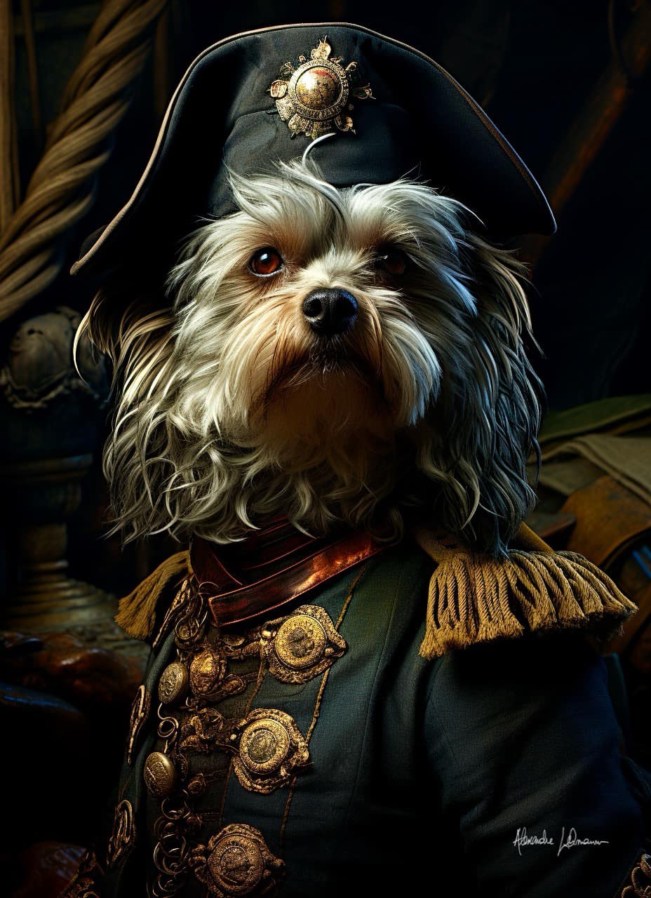 Cute puppy dog wearing a regal dress diamond painting kit by All Diamond Painting