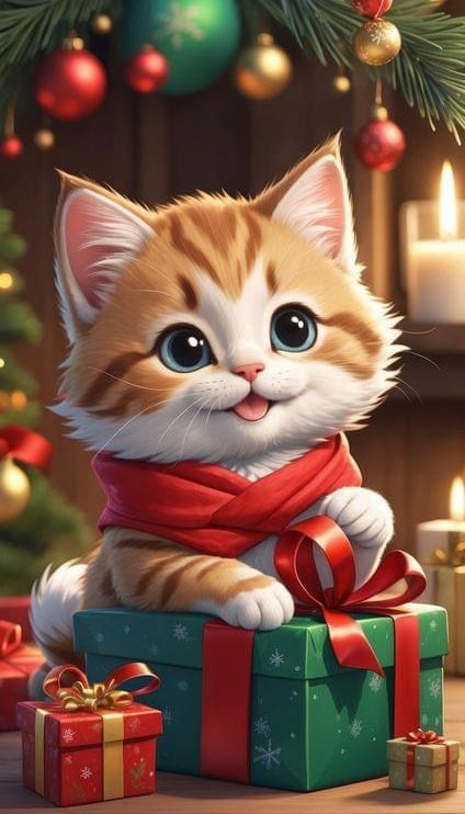 Cute Santa Kitten