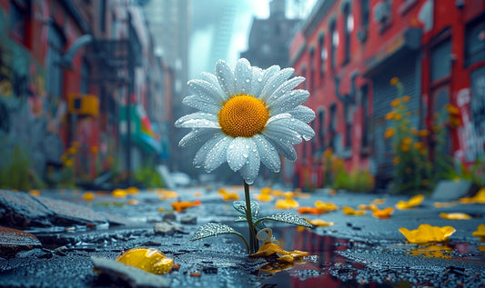 Daisy Flower With Rain Drops