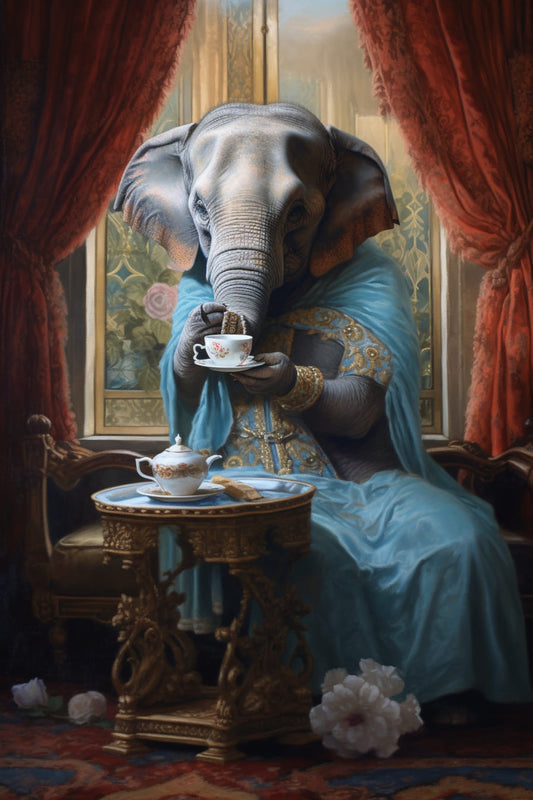 Elephant Mistress Sipping the tea