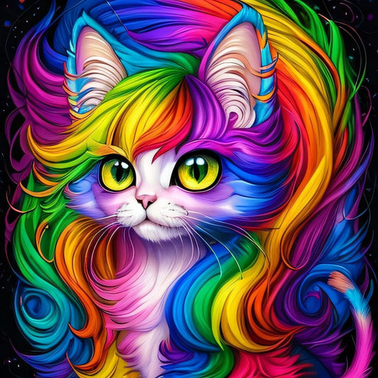 Endearing Cat With Rainbow Colors