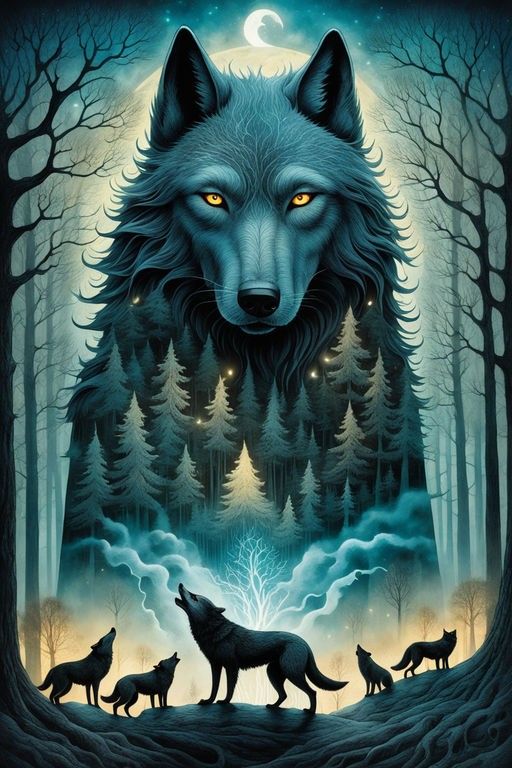 Enigmatic Wolf in Ghostly Glimmer