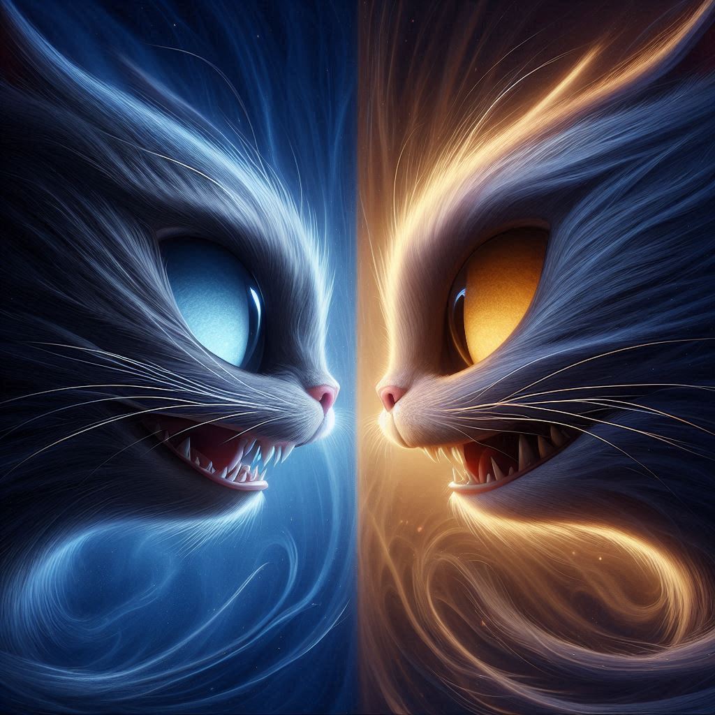 Extreme Close-Up of Pixar-Style Cats