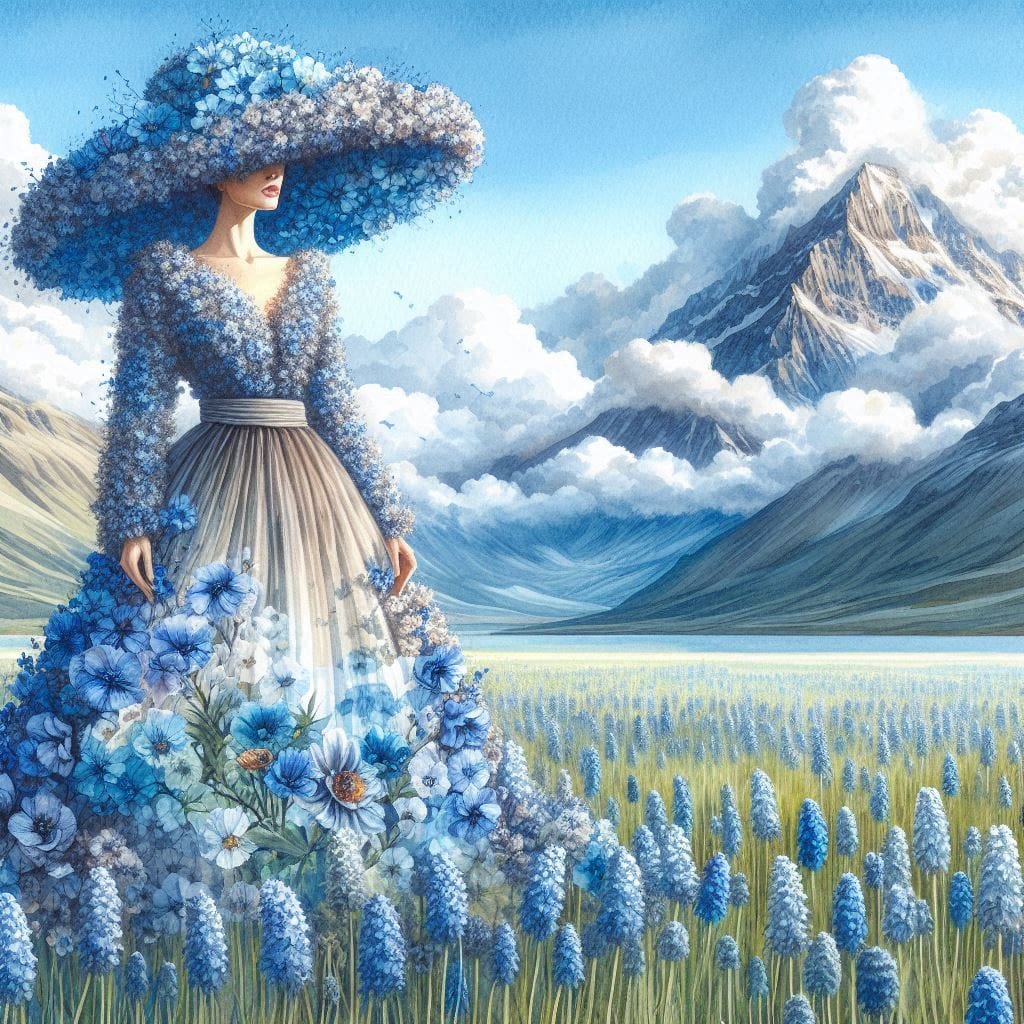 Flower Lady & Blue Flower Meadow 