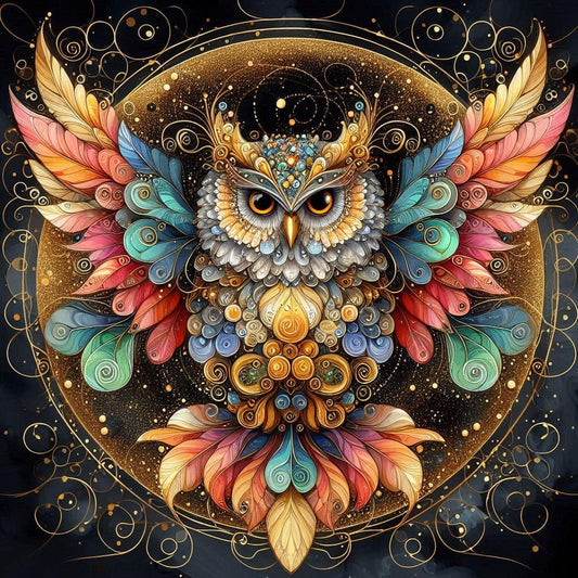 Fractal Owl With Colorfull Feathers