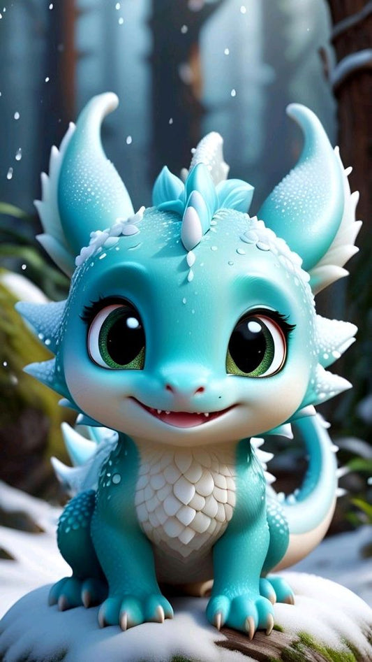 Charming Icy Blue Dragon