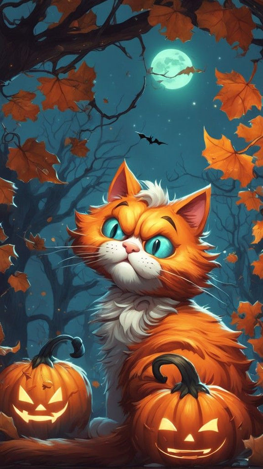 Furious Cat in Halloween Night