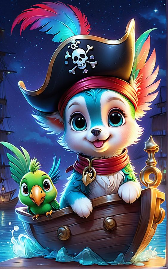 Furry Pirate and Feathered Mate 