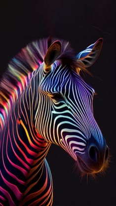 Futuristic Aura of Neon Zebra