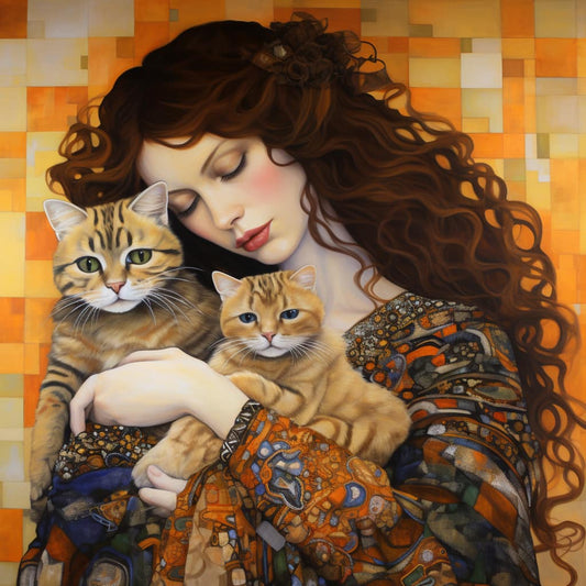 A girl with cats Diamond Painting
