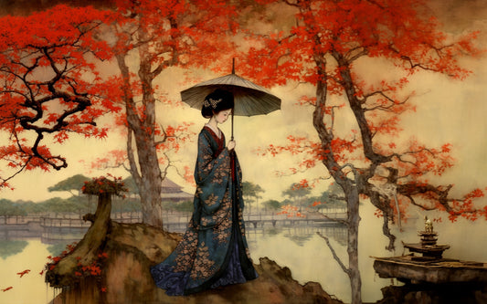 Graceful Princess of the Red Leaves Diamond Painting