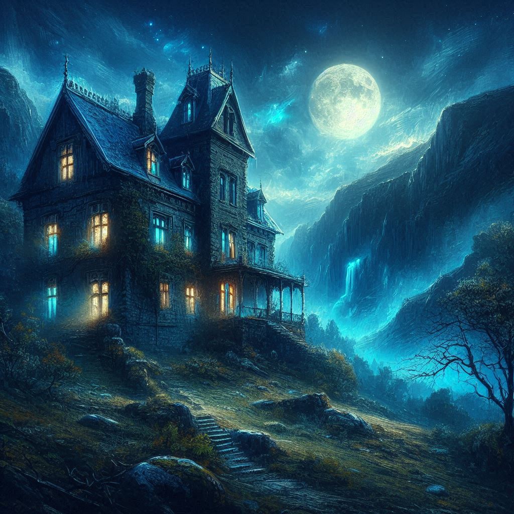 Haunted House In Moonlight 