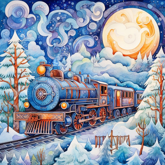 holiday train painting with Diamond