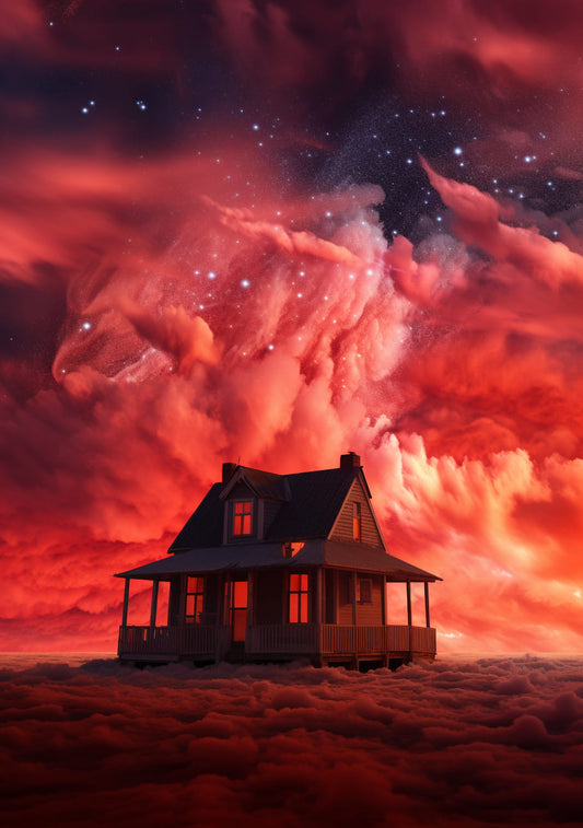 House on Red Clouds Diamond Painting