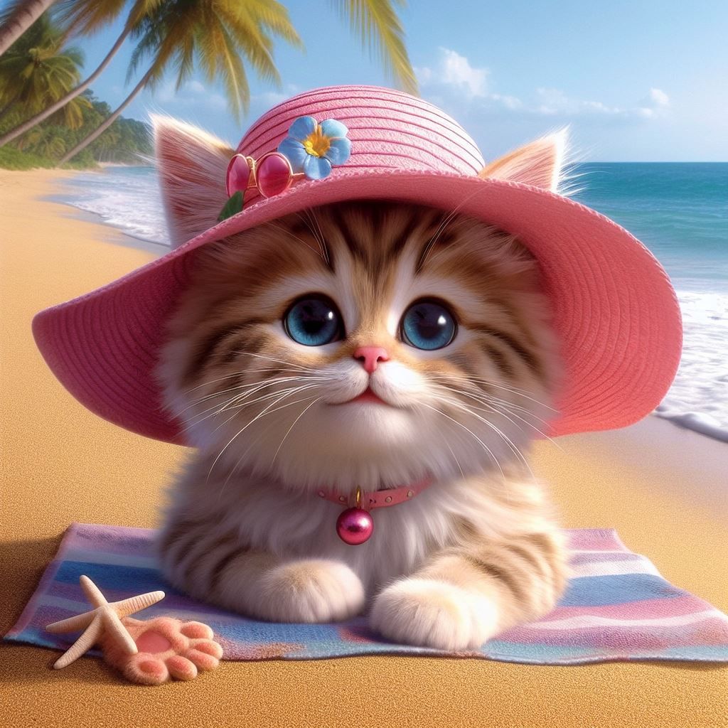 Kitten On The Beach 