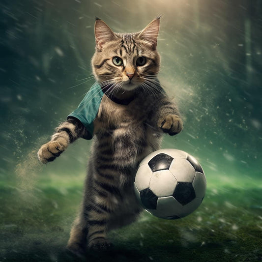 A cat playing football Diamond Painting