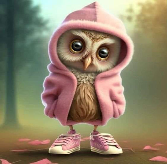 Little Owl in Pink Outfit