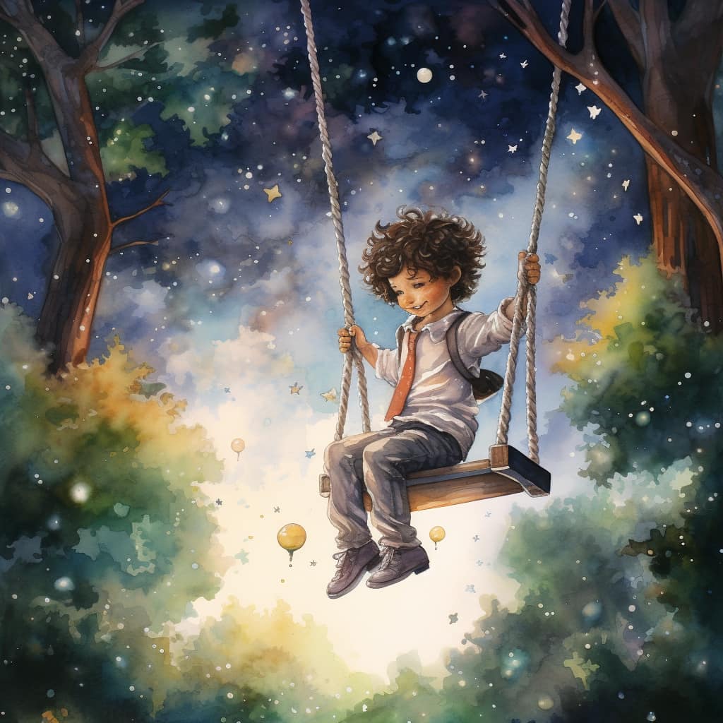 A boy enjoying swing Diamond Painting