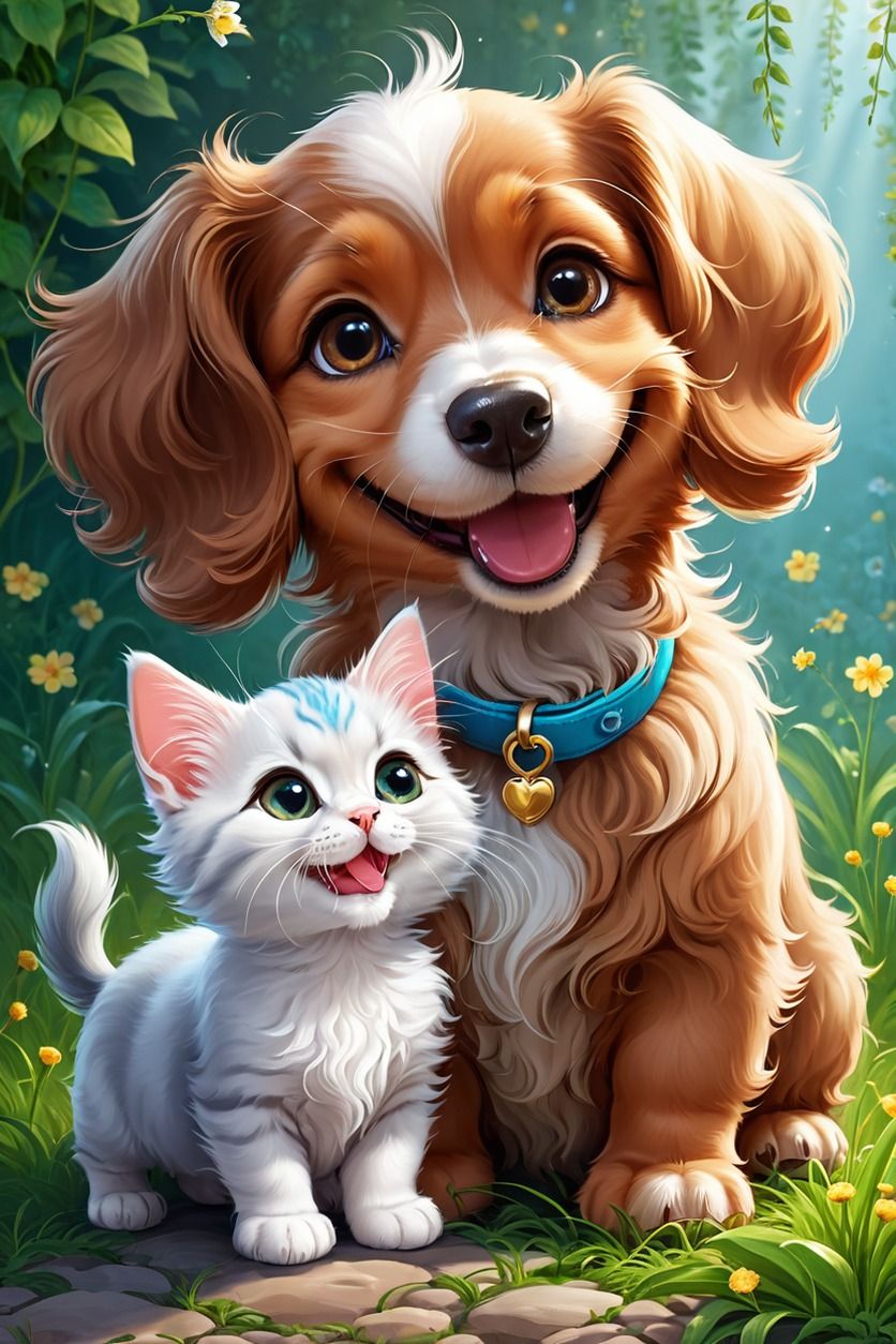 Magical Painting of Puppy & Kitten