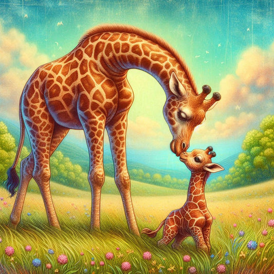 Mother Giraffe with Her Baby