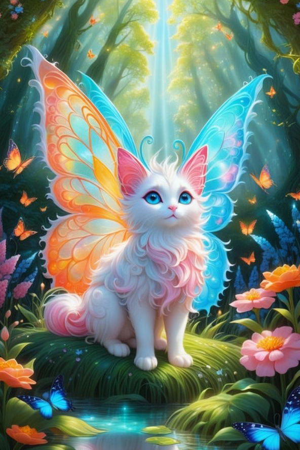 Mystical Cute Butterfly Cat